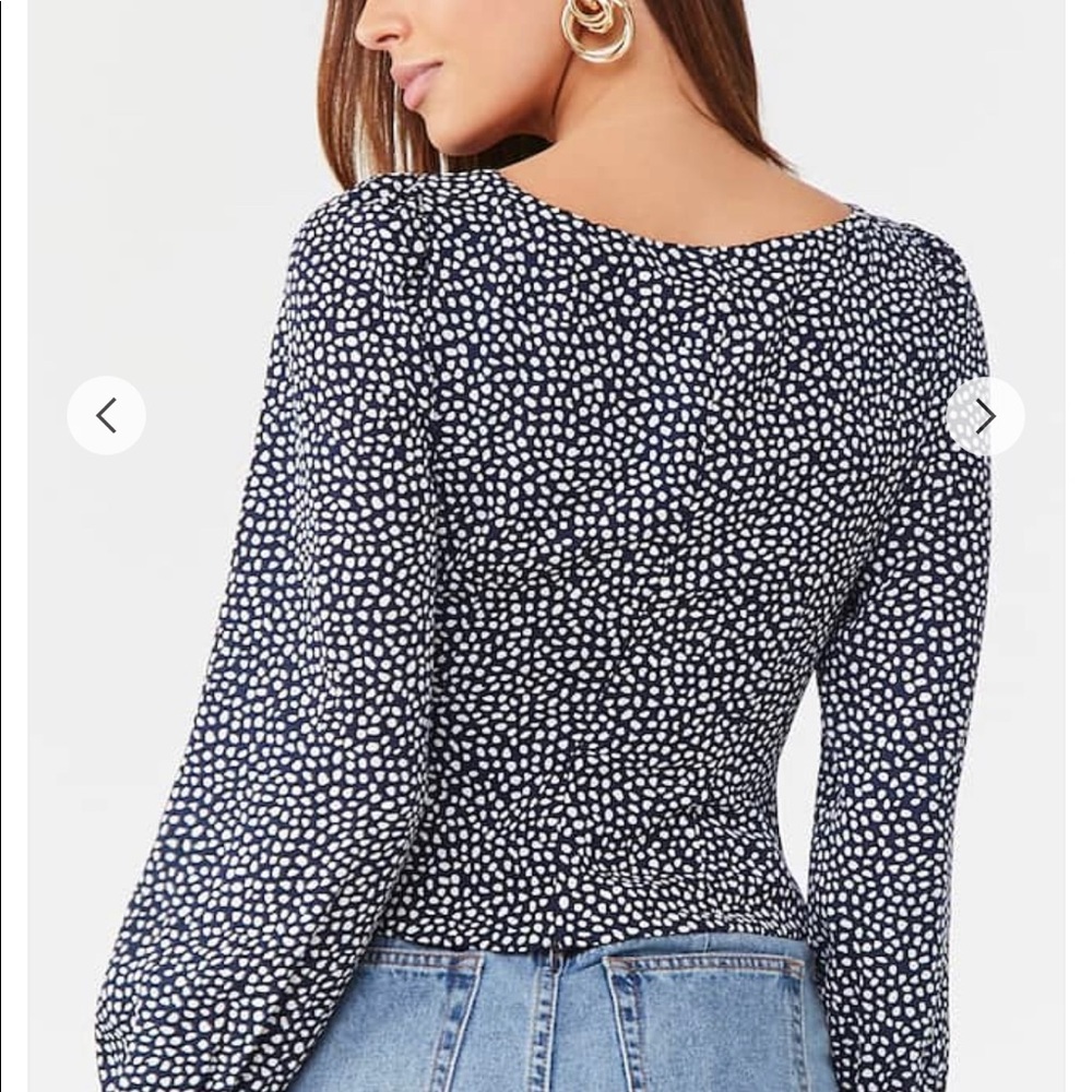 Cheetah polka dot navy white sweetheart top - Picture 3 of 4